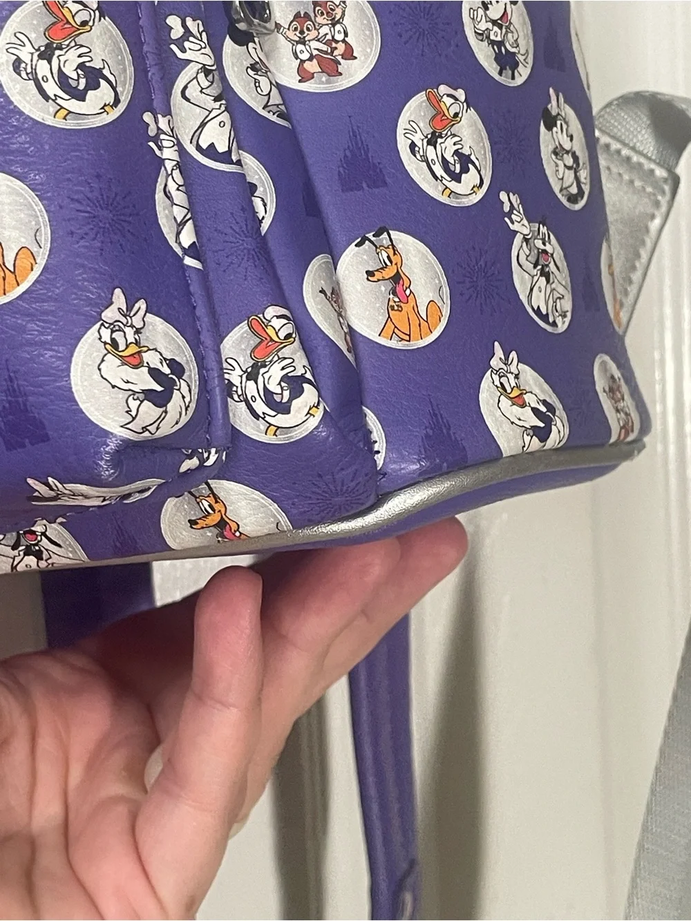 Disney 100th Anniversary Loungefly Mini Backpack Bag Mickey Platinum Purple Spot